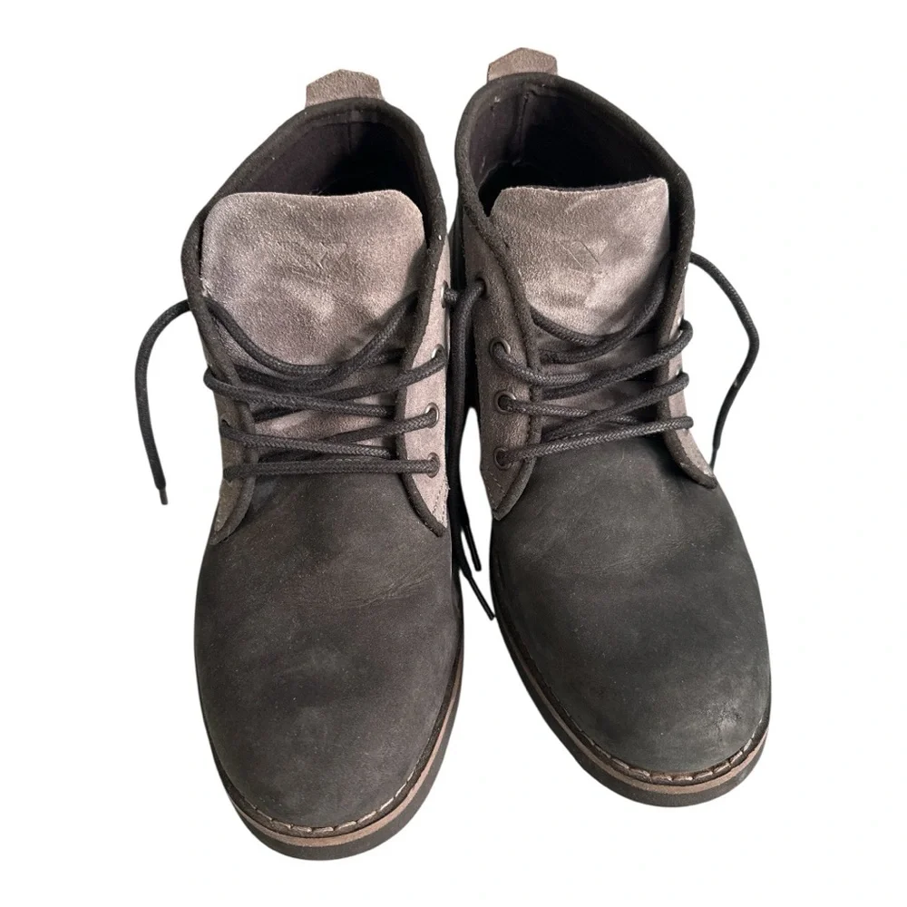 Black Gray Suede Rugged Ankle Work Boots Lace Up Unisex Men’s 9 women’s 10.5